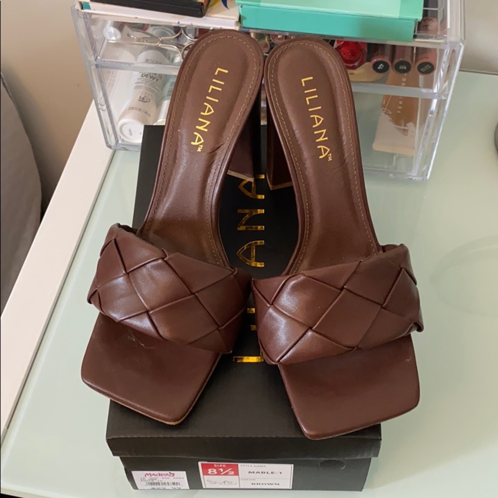 Bottega Veneta Inspired Heels Brown Woven